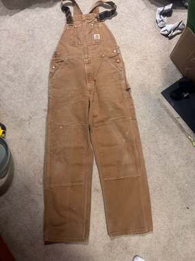 Vintage Carhartt Brown Duck Double Knee Bib Overalls 36x34